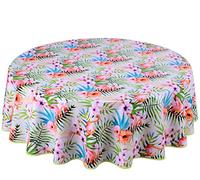 Home Direct Nappe Toile cirée PVC Ronde 160 cm Beige Vert Rose