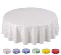 Home Direct Nappe Toile cirée PVC Ronde 160 cm Petit Pois Beige