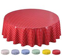Home Direct Nappe Toile cirée PVC Ronde 160 cm Petit Pois Rouge