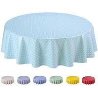 Home Direct Nappe Toile cirée PVC Ronde 160 cm Petit Pois Vert Bleu Aqua