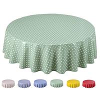Home Direct Nappe Toile cirée PVC Ronde 160 cm Petit Pois Vert Sauge