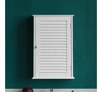 Home Discount® Armoire de Salle de Bain 1 Porte d'obturation à Style persiennes Ffixation Murale de Stockage, Blanc