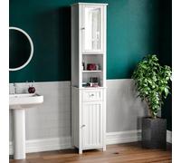 Home Discount Milano Hauteur Armoire Miroir de Salle de Bain Armoire de Rangement sur Pied Colonne Unit, Blanc
