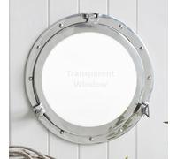 Home Dress Miroir et fenêtre hublot en Aluminium - Miroir Mural Vintage de Style Bateau Maritime, décoration d'intérieur côtière et Nautique (Grey, Window, 20 inch)