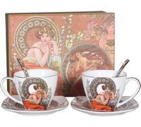 HOME ELEMENTS Tasse et soucoupe en porcelaine 2 x 250 ml, Mucha light