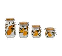 Home ESPRIT - 8424002175689 - Lot de 4 bocaux jaune en verre fer 1,5 l