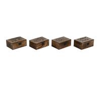 Home ESPRIT Boîte à bijoux marron en bois de manguier 15 x 10 x 6 cm (4 unités)