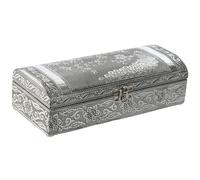 Home ESPRIT Boîte à bijoux verte argentée bois aluminium 22,5 x 10 x 6,5 cm