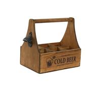 Home ESPRIT Boîte Cold Beer Marron Métal Bois d'épicéa 6 Bouteilles 27 x 19 x 26 cm