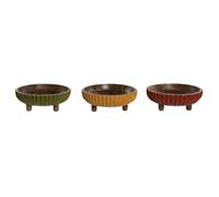 Home ESPRIT Centre de Table Jaune Vert Corail Colonial 25 x 25 x 9 cm (3 unités)