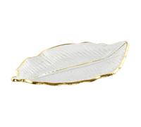 Home ESPRIT Centre de Table Transparent doré Tropical Feuille de Plante 23 x 13 x 2 cm