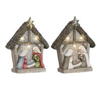 Home ESPRIT Crèche de Noël Vert Gris Magnésium 27,5 x 10,5 x 34,5 cm (2 unités)