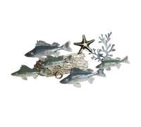 Home ESPRIT Décoration murale bleu doré méditerranéen Poisson 100 x 5 x 46 cm