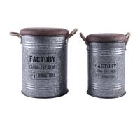 Home ESPRIT Ensemble de coffres argentés Marron foncé métal Vintage 37 x 37 x 50 cm