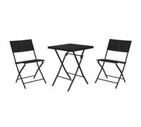 Home ESPRIT Ensemble de Table avec 2 chaises Noir Acier rotin synthétique 58 x 58 x 71,5 cm