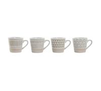 Home ESPRIT Ensemble de tasses à café blanc beige grès 4 pièces 180 ml