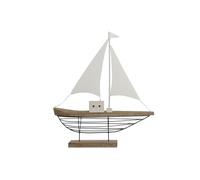 Home ESPRIT Figurine décorative Blanche Naturelle Voilier Marin Finition vieillie 54 x 15 x 61,5 cm