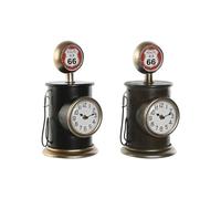 Home ESPRIT Horloge de Table Noir Doré Métal Polypropylène Vintage 17 x 18 x 34,5 cm (2 unités)