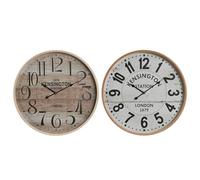 Home ESPRIT Kensington Horloge Murale Blanche en Verre Bois MDF 53 x 6 x 53 cm (2 unités)