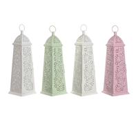 Home ESPRIT Lanterne Blanche Verte Rose métal Aluminium Shabby Chic 13 x 13 x 43 cm (4 unités)