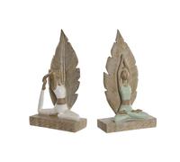 Home ESPRIT Lot de 2 Figurines décoratives Blanc Vert Scandi 15,5 x 7,5 x 26,5 cm