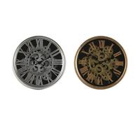 Home ESPRIT Lot de 2 Horloge Murale en métal argenté doré 25 x 6,3 x 25 cm