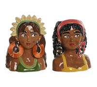 Home ESPRIT Lot de 2 Pots de Fleurs Multicolores tropicaux 21 x 16 x 25 cm