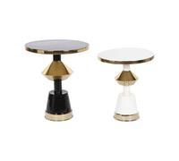 Home ESPRIT Lot de 2 Tables Blanc Noir Métal 41 x 41 x 48 cm