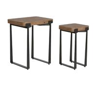 Home ESPRIT Lot de 2 Tables Marron Noir Fer Sapin 50 x 38 x 62 cm