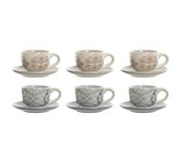 Home ESPRIT Lot de 2 Tasses avec Assiettes Bleu Beige Métal Dolomite 180 ML