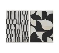 Home ESPRIT Lot de 2 Toiles Noires et Beiges en polystyrène, 103 x 4,5 x 143 cm