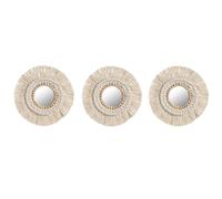 Home ESPRIT Lot de 3 miroirs Blancs en Verre Boho 20 x 1 x 20 cm