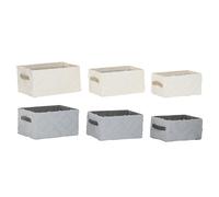 Home ESPRIT Lot de 3 paniers gris crème 35 x 25 x 18 cm (2 unités)