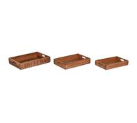 Home ESPRIT Lot de 3 Plateaux en Bois de Sapin Naturel 56 x 38 x 10 cm
