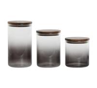 Home ESPRIT Lot de 3 pots gris naturel acacia en verre Borosilicate 900 ml 1,5 l 1,2 l 3 pièces - Marque EAN : 8424002125516