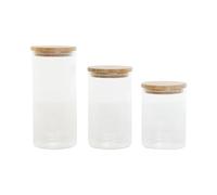 Home ESPRIT Lot de 3 pots Transparent Silicone Bambou Verre Borosilicate 10 x 10 x 22,3 cm