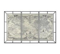 Home ESPRIT Lot de 3 Tableaux Blanc Noir Mappemonde 222 x 8 x 140 cm (3 pièces)