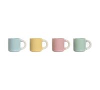 Home ESPRIT Lot de 4 Tasses à café Jaune Bleu Vert Rose Porcelaine 110 ML