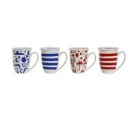 Home ESPRIT Lot de 4 Tasses avec Filtre pour infusions Bleu Rouge Acier Inoxydable Porcelaine 380 ML