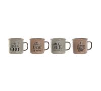 Home ESPRIT Lot de 4 tasses Mug bleu rose grès