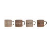 Home ESPRIT Lot de 4 Tasses Mug Marron Grès