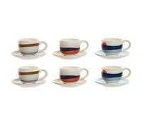 Home ESPRIT Lot de 6 Tasses avec Assiette Jaune Bleu Vert Lilas métal Dolomite 180 ML