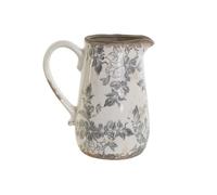 Home ESPRIT Pichet Blanc Brun Gris Grès Feuille de Plante Shabby Chic