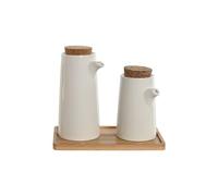 Home ESPRIT Set huilier et vinaigrier Blanc Bambou grès 20,6 x 12 x 18 cm