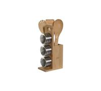 Home ESPRIT Support pour ustensiles de Cuisine argenté Bambou Acier Inoxydable 8 x 13 x 27 cm 6 pièces