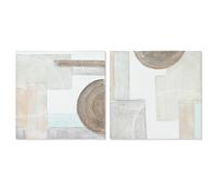 Home ESPRIT Tableau Beige Gris Toile Bois MDF Abstrait Moderne 50 x 2,5 x 50 cm (2 unités)