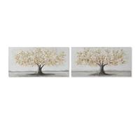 Home ESPRIT Tableau doré sur Toile Bois MDF Arbre Traditionnel 120 x 3 x 60 cm (2 unités)