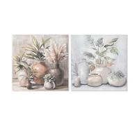 Home ESPRIT Tableau Vase Cottage 80 x 3,7 x 80 cm (2 unités)