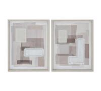 Home ESPRIT Toile Beige Gris Abstrait Moderne 40 x 2,5 x 50 cm (2 unités)