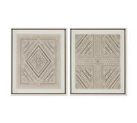 Home ESPRIT Toile Blanche Naturelle Boho 50 x 3,8 x 60 cm (2 unités)